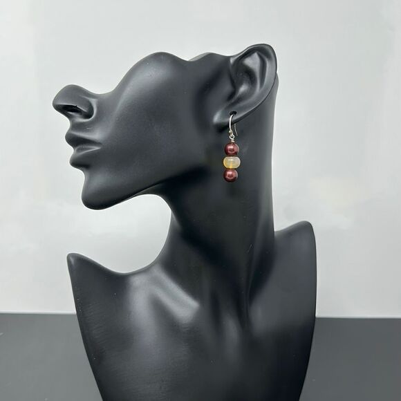 Sterling silver stone earrings - Picture 2 of 2